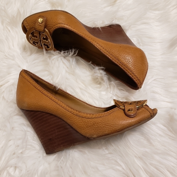 Tory BurchAmanda Open-Toe Logo Wedge Sz 5.5M - Picture 7 of 14
